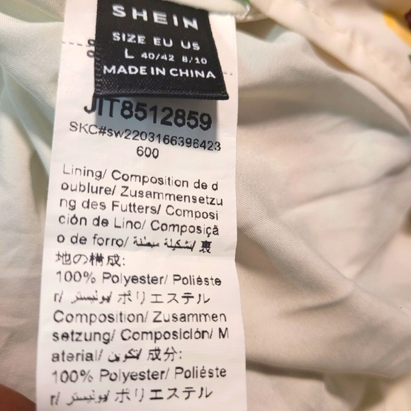 Shein Women's White and Colorful Floral Spaghetti Strap Dress with Split - L - Picture 3 of 7